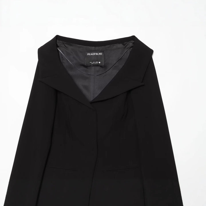 Damen Cropped-Blazer mit weitem Schalkragen und asymmetrischem Saum Echoarchiv