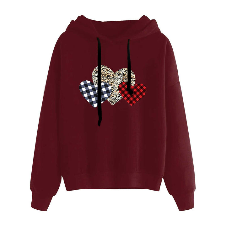 Damen lässiger Oversize Kapuzenpullover mit Herz‑und‑Pfotenprint, Kordelzug und gerippten Bündchen – Auréline