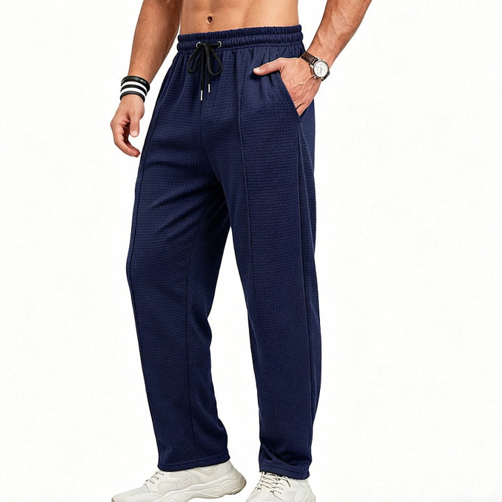 Herren Texturierte Relax-Fit Jogginghose mit Bügelfalte und Kordelzug – Sorevano