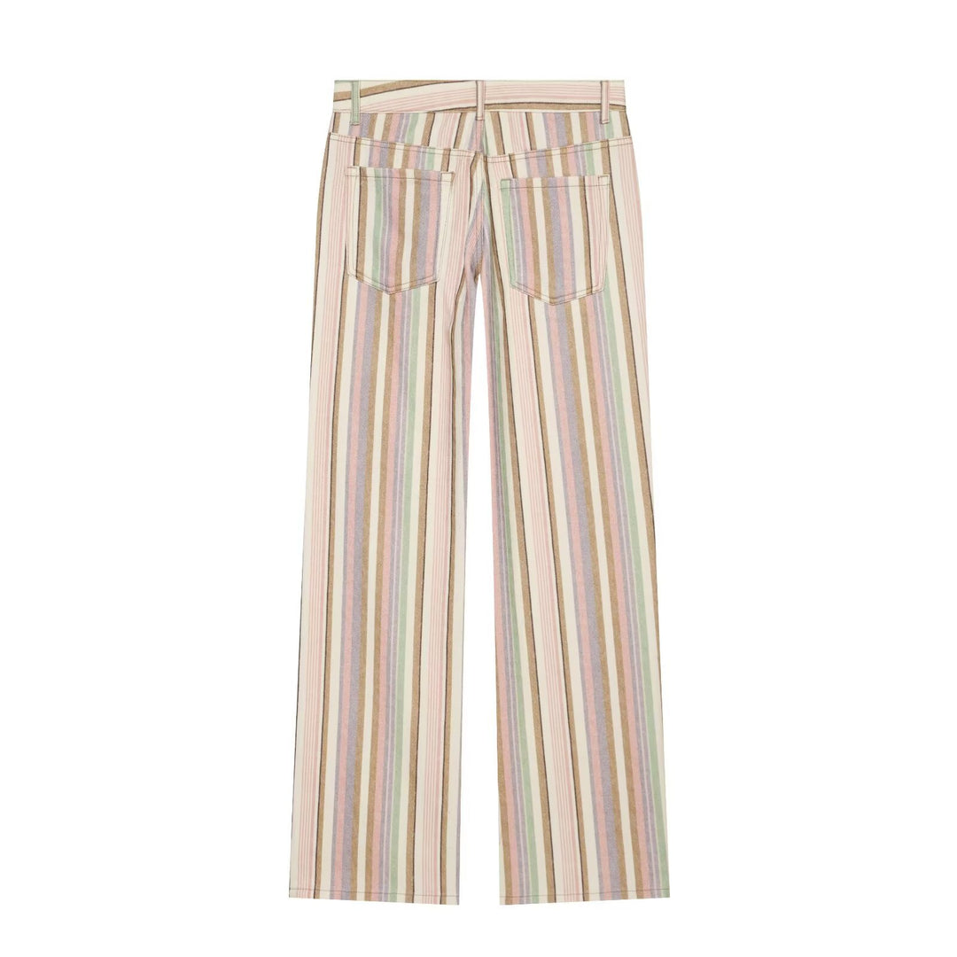 Damen Gestreifte Highwaist Palazzohose mit weitem Bein und Five‑Pocket-Details Echo Archiv