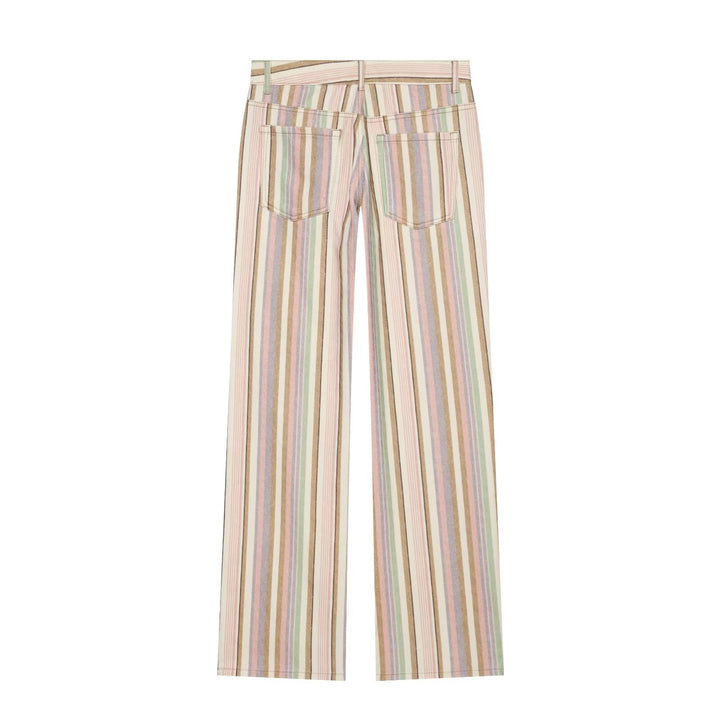 Damen Gestreifte Highwaist Palazzohose mit weitem Bein und Five‑Pocket-Details Echo Archiv