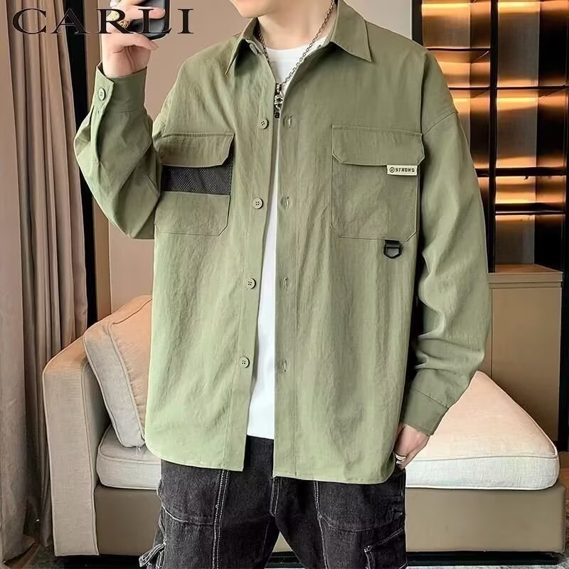 Herren Overshirt-Jacke im Utility-Stil mit aufgesetzten Pattentaschen Echoarchiv