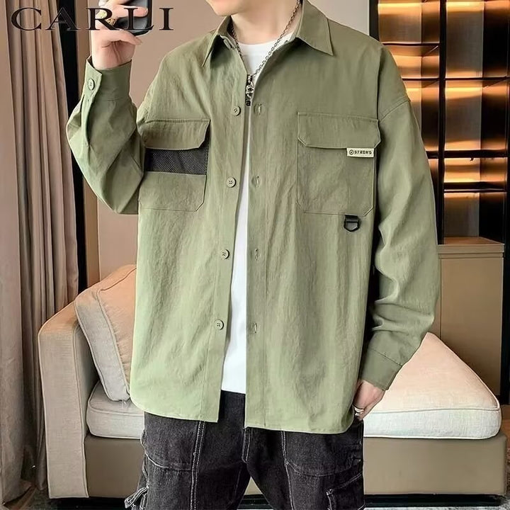Herren Overshirt-Jacke im Utility-Stil mit aufgesetzten Pattentaschen Echoarchiv