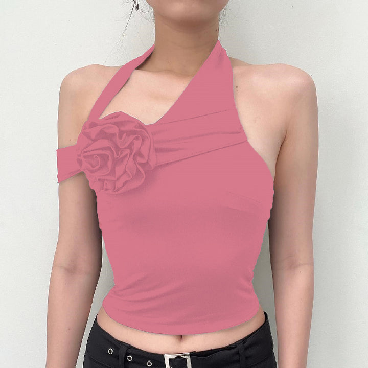 Damen asymmetrisches Top mit floraler Applikation und verstellbarem Träger Echo Archiv