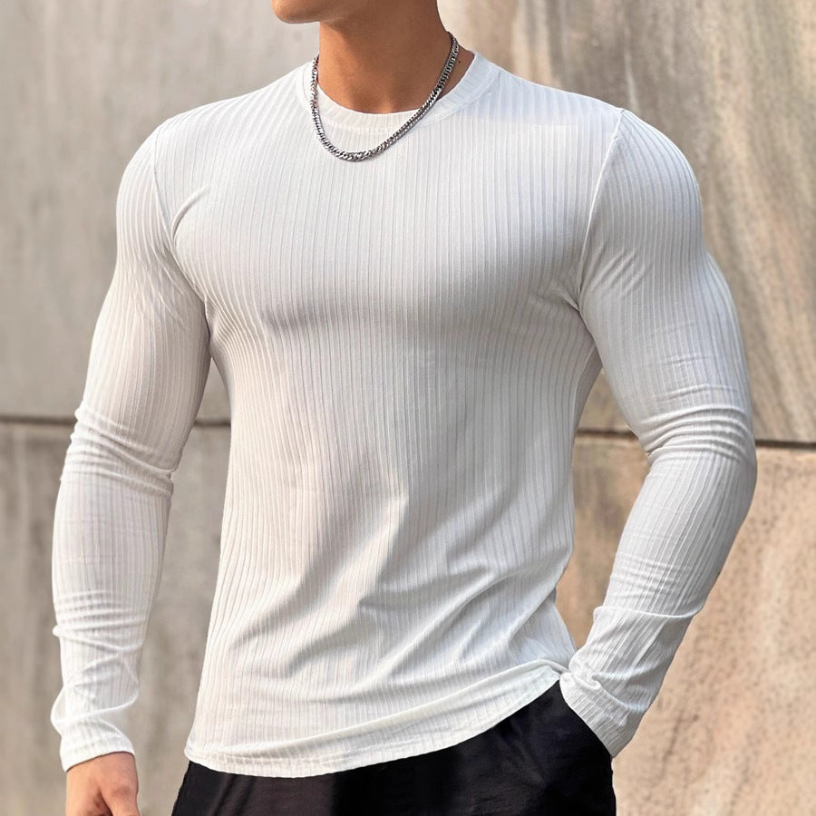 Herren Langarmshirt mit strukturiertem Rippenmuster und sportlicher Passform Echoarchiv
