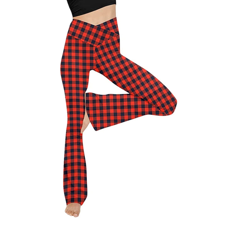 Damen nan taillenhohe Yogahose mit überkreuztem Bund und ausgestelltem Saum mit Schlitz Echo Archiv