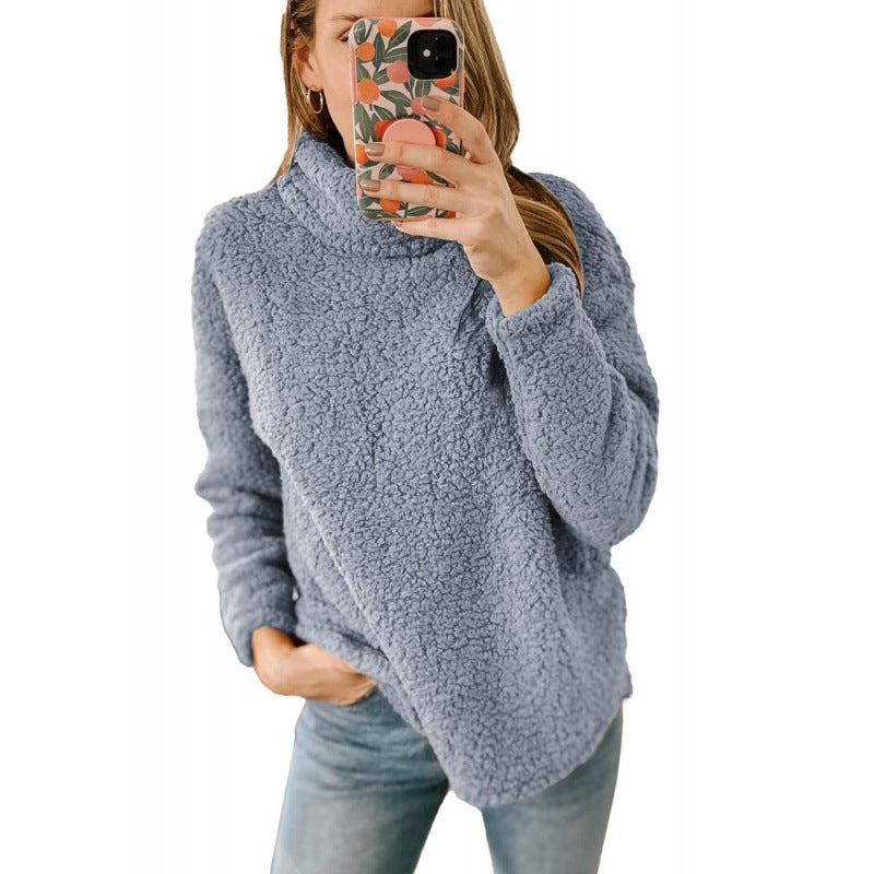 Damen Kuscheliger Oversize‑Teddy‑Pullover mit Stehkragen und gerundetem Saum Echo Archiv