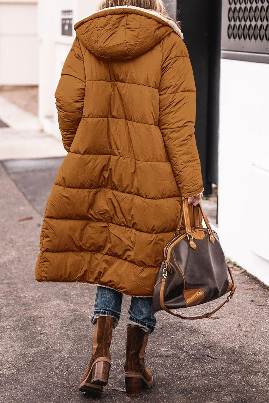 Damen lange, gefütterte Winterjacke mit Fleece-Futter Echoarchiv