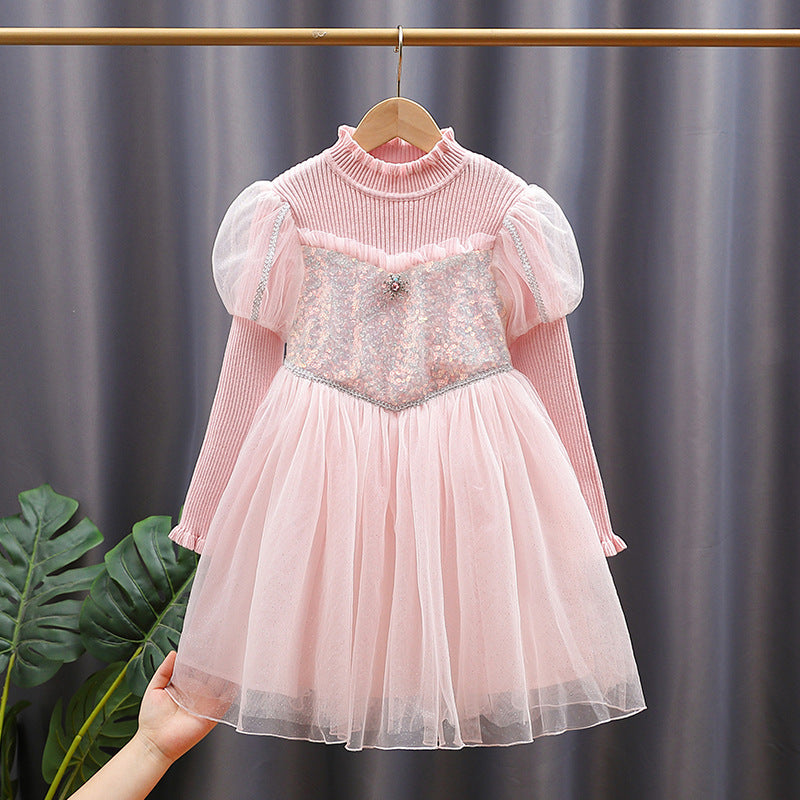 Mädchen festliches Tüllkleid mit glitzernden Applikationen und Rüschen Echo Archiv