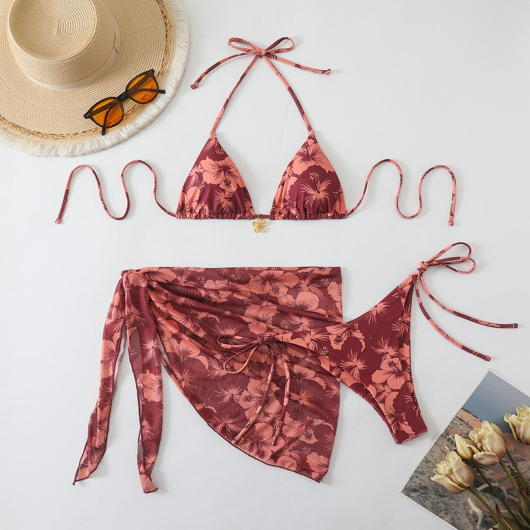 Damen Bikini-Set mit floralem Design und raffiniertem Wickelrock Echo Archiv