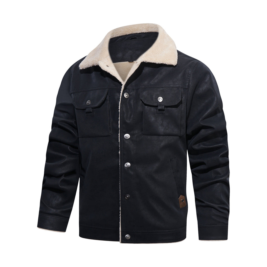 Herren modische Kunstlederjacke mit Teddyfutter Echoarchiv
