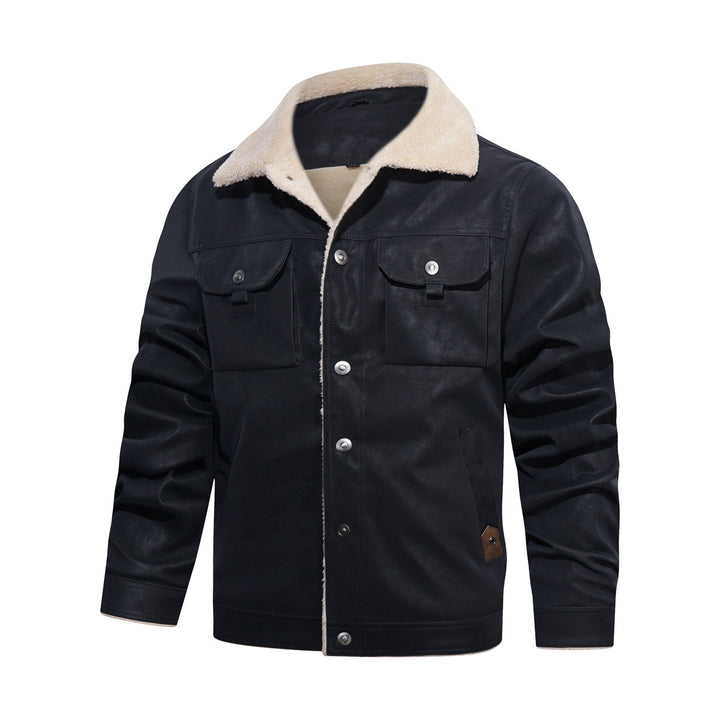 Herren modische Kunstlederjacke mit Teddyfutter Echoarchiv