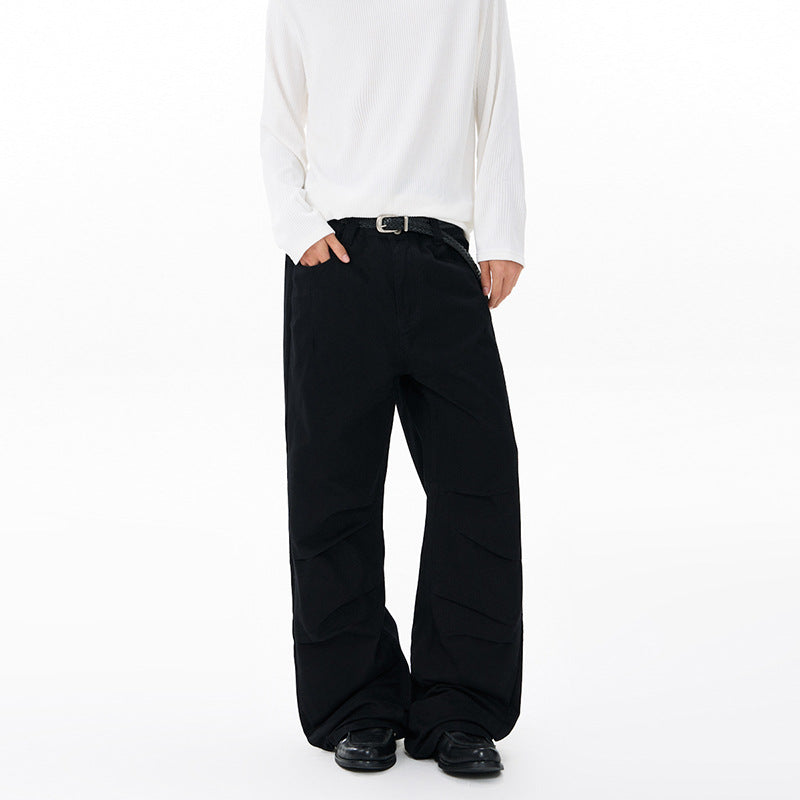 Herren Weite Relaxed-Twill-Hose mit tiefem Schritt, bodenlanger Silhouette und Gürtelschlaufen Echo Archiv