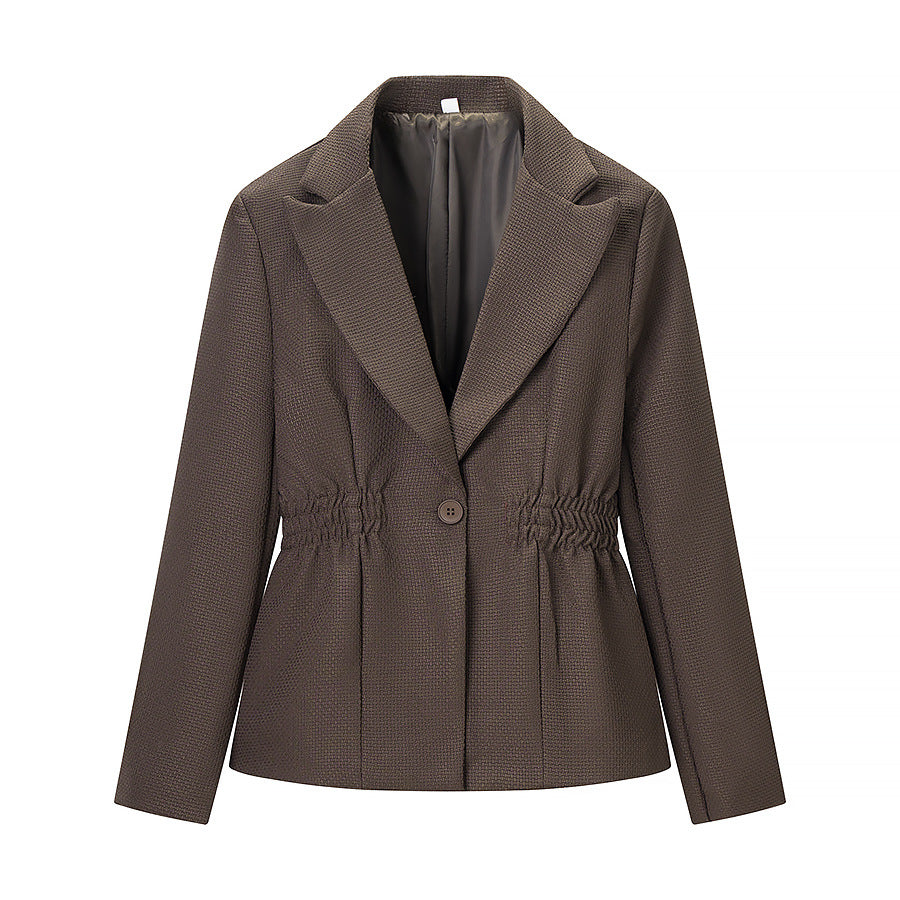 Damen Taillierter Blazer mit geraffter Taillenpartie und strukturierter Weboptik Echo Archiv