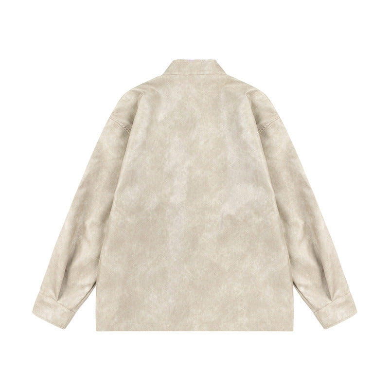 Unisex Asiatisch inspiriertes Oversize-Jackett mit Mandarinkragen und Knotenverschlüssen Echoarchiv