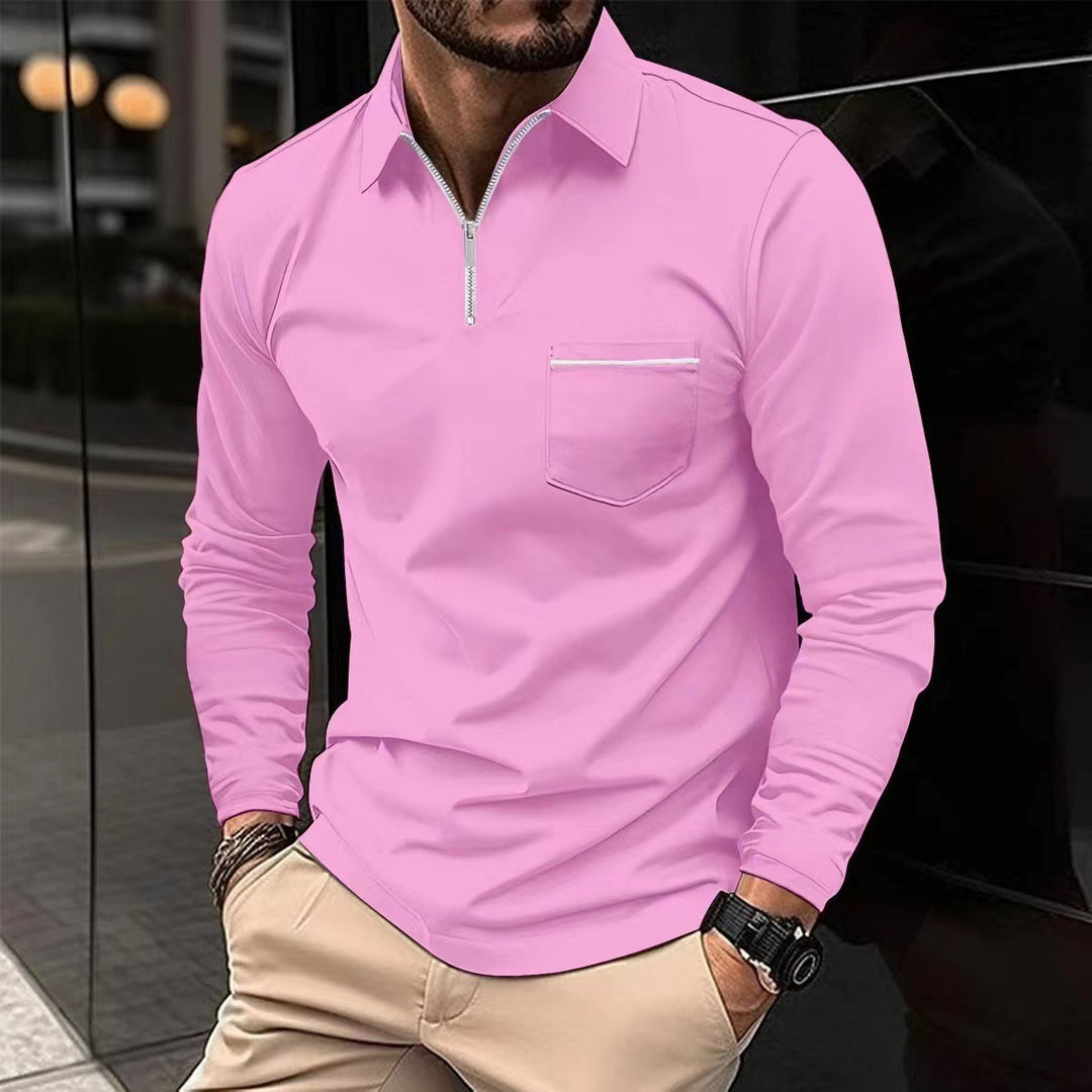 Herren Langarmshirt mit Reißverschluss und Brusttasche Echoarchiv