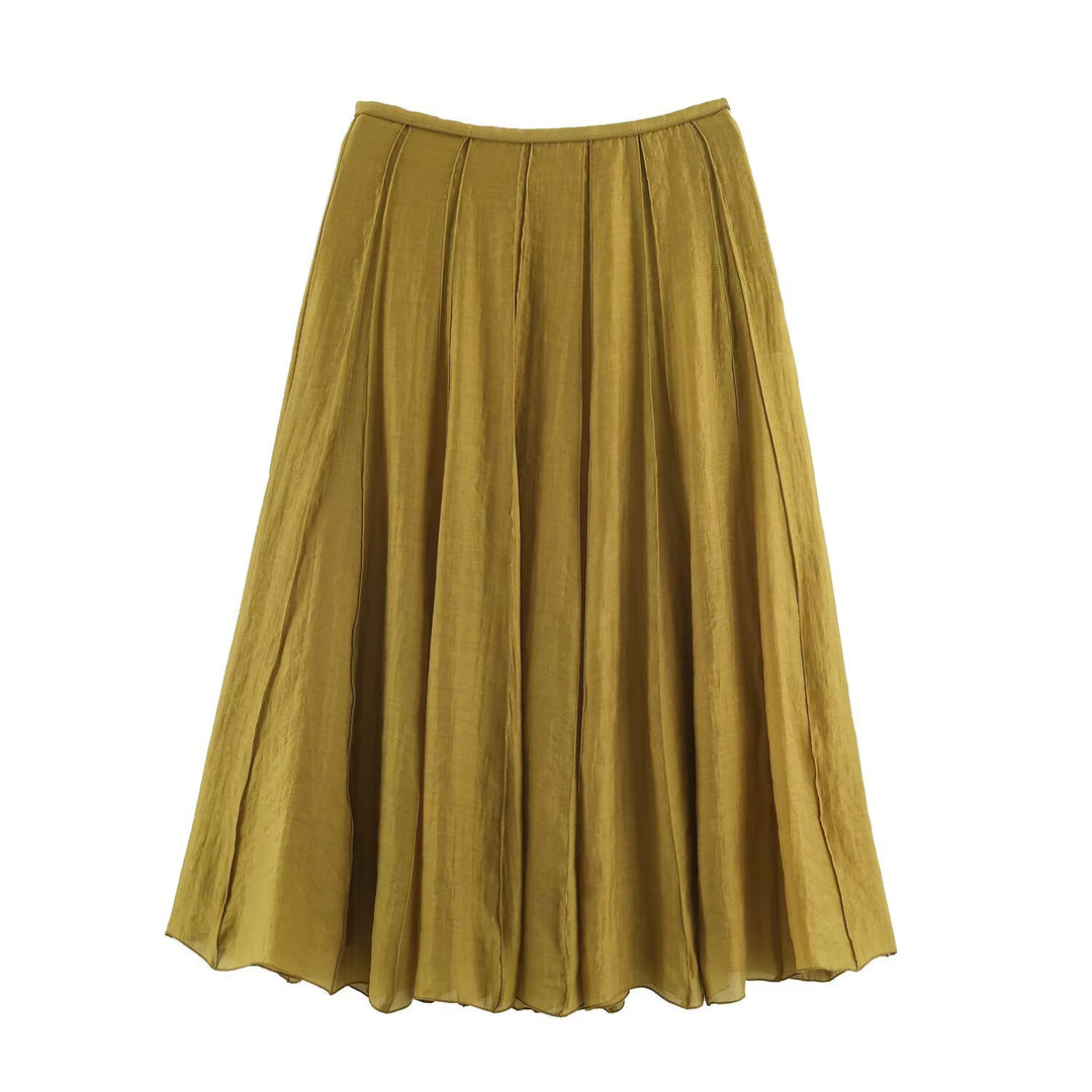 Damen Langer Plissee Maxirock mit Chiffonlage und seitlichem Reißverschluss Echo Archiv