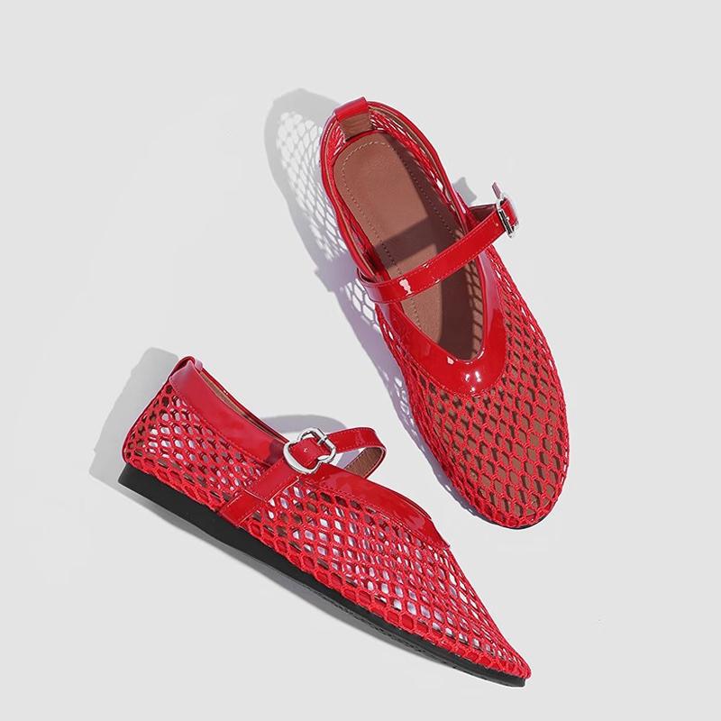 Damen Ballerinas mit elegantem Netzdesign und modischem Riemen Echoarchiv
