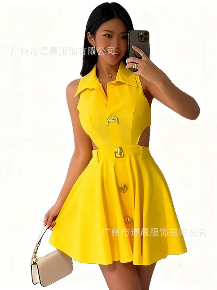 Damen modisches Hochzeitskleid mit Knopfverschluss und seitlichen Cut-Outs Echo Archiv