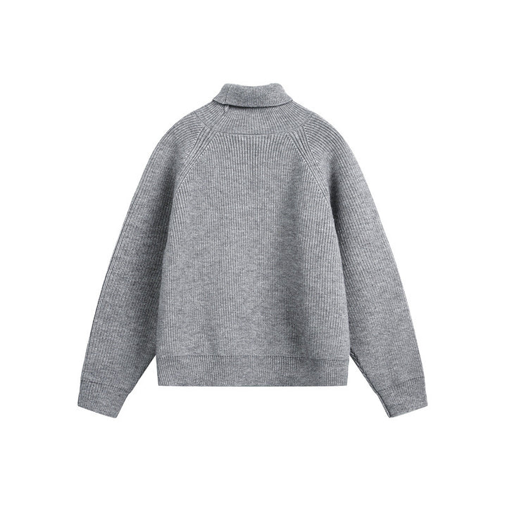 Unisex Rollkragenpullover aus grobem Rippstrick mit Raglanärmeln und geradem Saum Echoarchiv