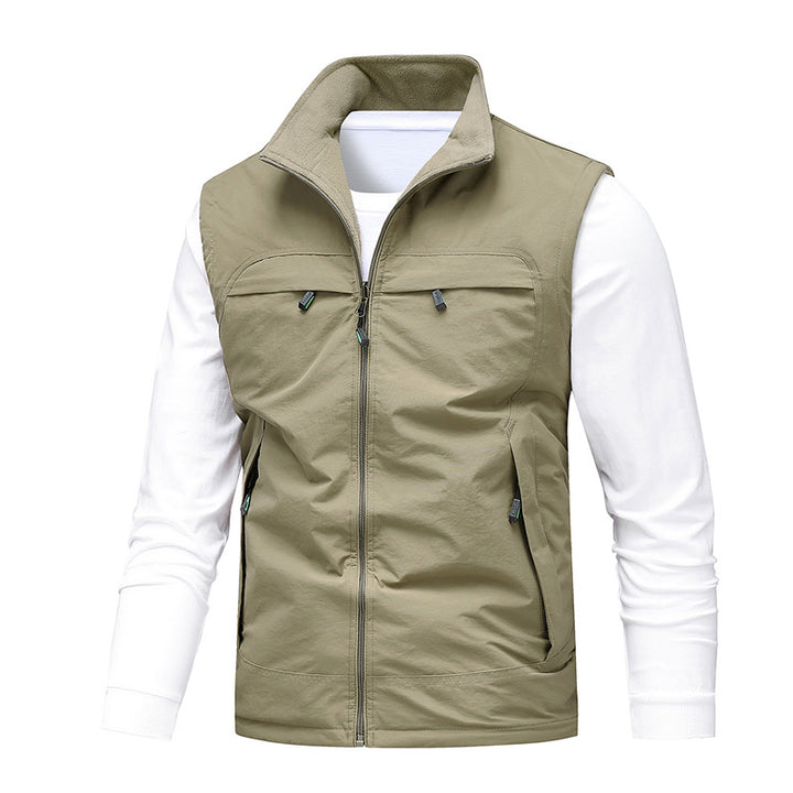 Herren Angler- und Reiseweste mit perforiertem Innenfutter, verdeckten Reißverschlusstaschen und verstellbarem Saum – Marzano
