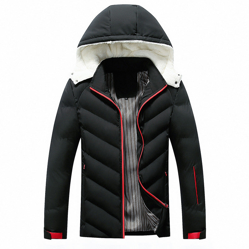 Herren gefütterte Winterjacke mit abnehmbarer Kapuze und hohem Kragen Echoarchiv