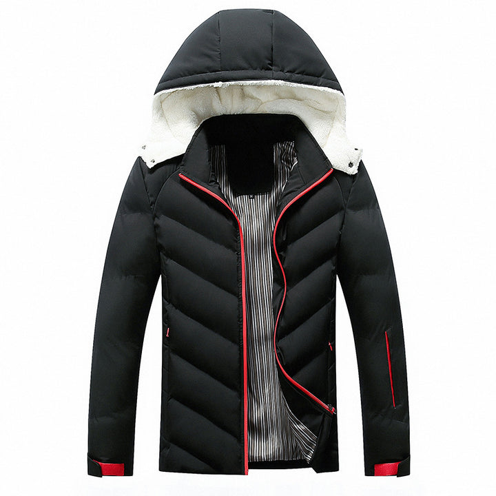 Herren gefütterte Winterjacke mit abnehmbarer Kapuze und hohem Kragen Echoarchiv