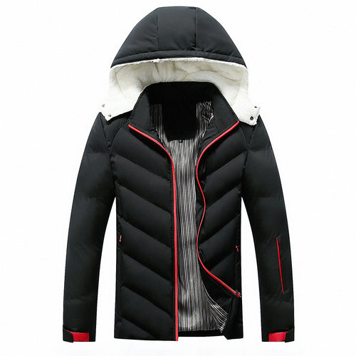 Herren gefütterte Winterjacke mit abnehmbarer Kapuze und hohem Kragen Echoarchiv