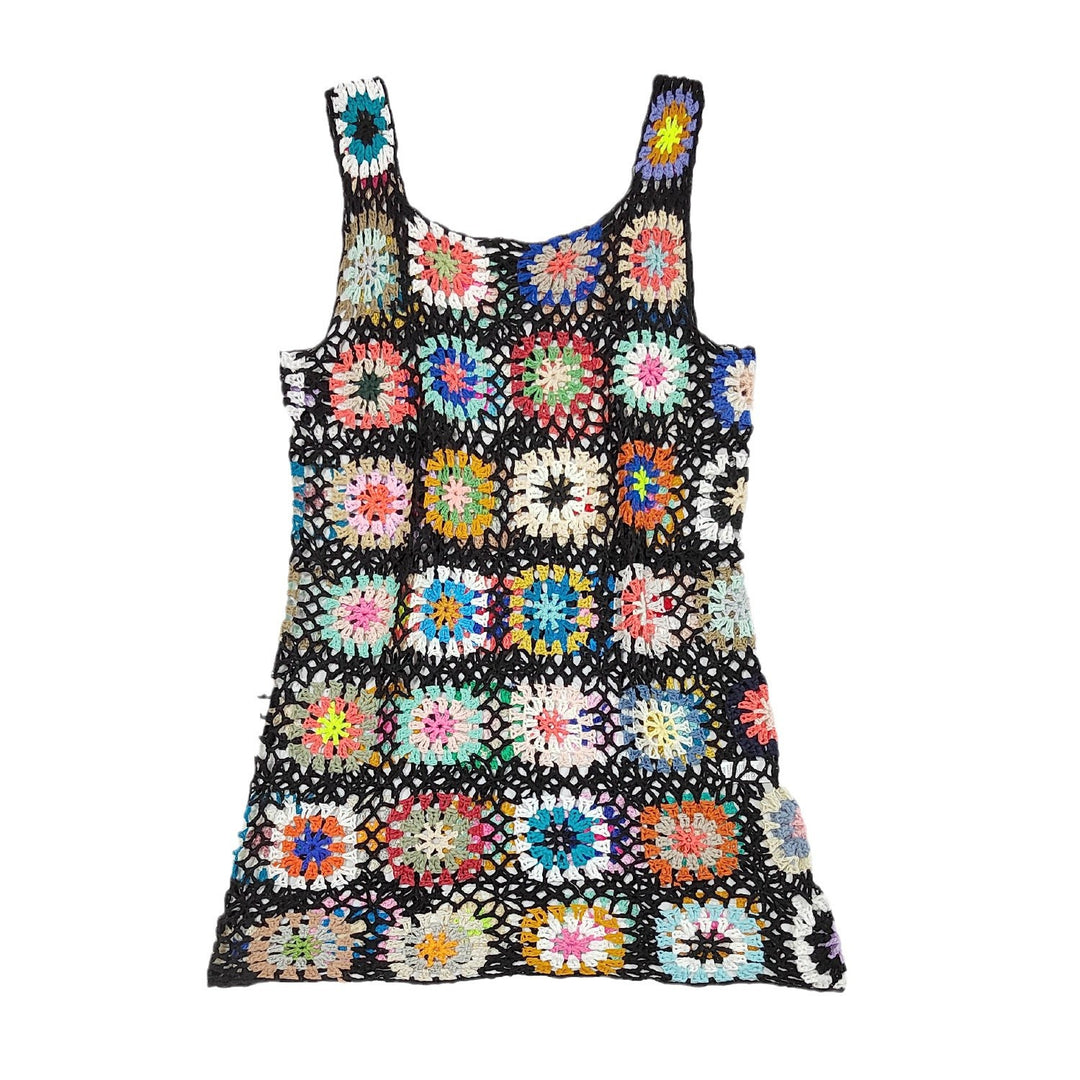 Damen luftiges Häkelkleid mit buntem Granny-Quadrat-Muster Echo Archiv