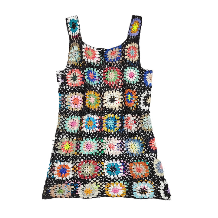 Damen luftiges Häkelkleid mit buntem Granny-Quadrat-Muster Echo Archiv