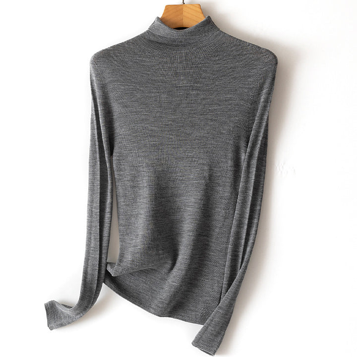 Damen Leichter Feinstrick-Rollkragenpullover mit fließender Passform Echoarchiv