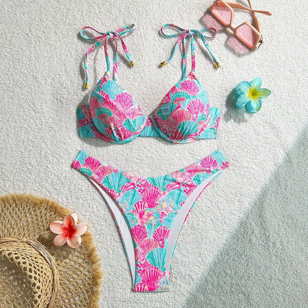 Damen Triangel-Bikini mit verspieltem Muschel-Motiv Echo Archiv
