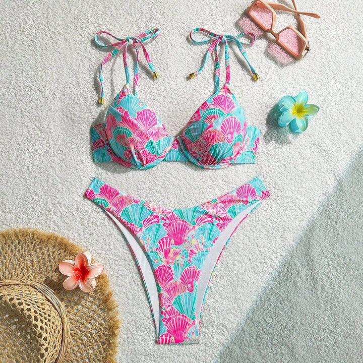 Damen Triangel-Bikini mit verspieltem Muschel-Motiv Echo Archiv