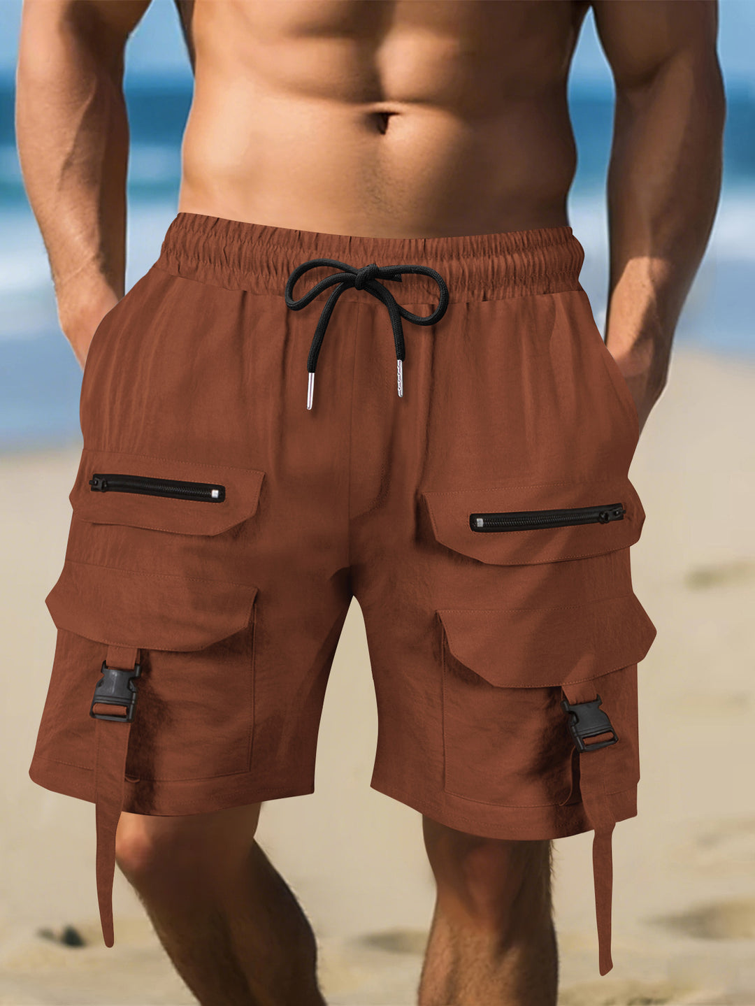 Herren Cargo-Shorts mit multifunktionalen Taschen und verstellbarem Bund Echoarchiv
