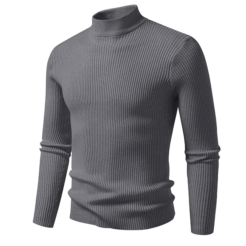 Herren Rippstrick-Mockneck-Pullover schmaler Schnitt thermischer Feinstrick Echo Archiv