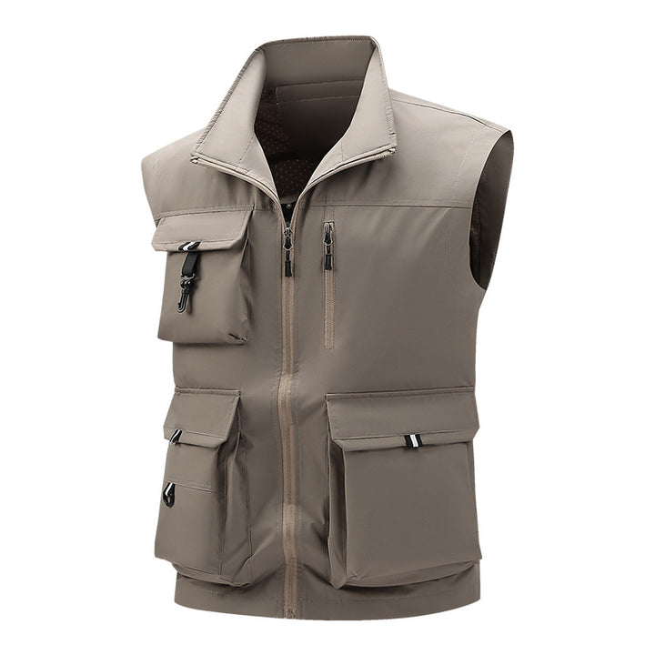 Herren Multifunktionale Outdoor-Utility-Weste mit mehreren Cargo-Taschen und Stehkragen Echoarchiv