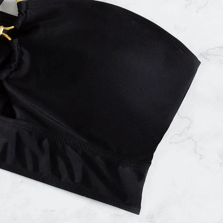 Damen Bandeau-Bikini-Oberteil mit dekorativem Ring und Raffung Echo Archiv