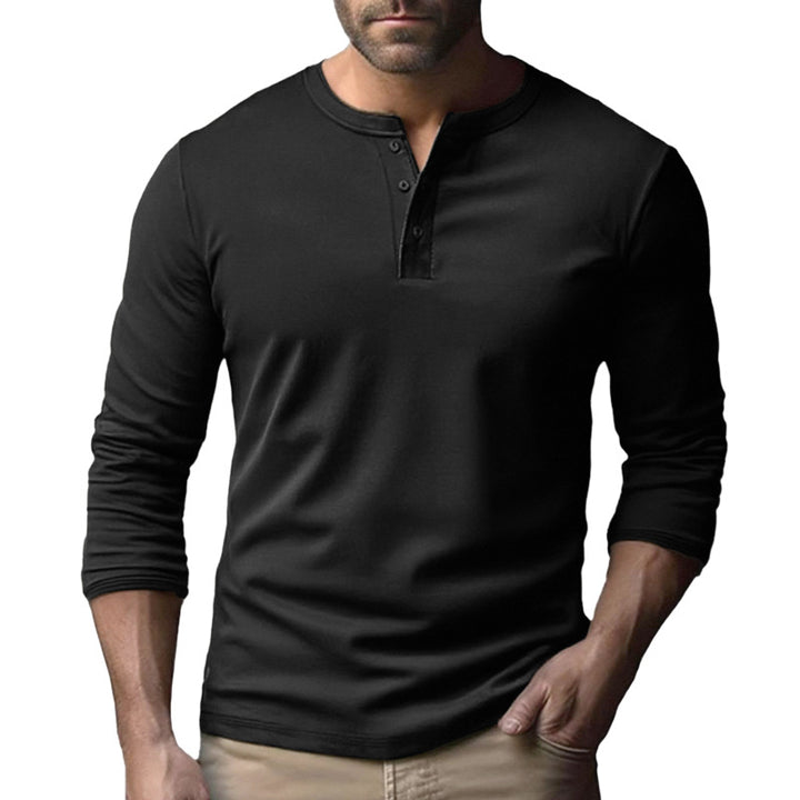Herren Langarm-Henley-Shirt aus atmungsaktivem Baumwollmix Echoarchiv