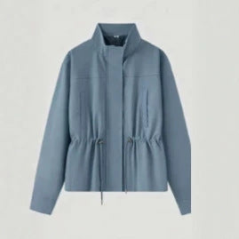 Damen Leichte Taillierte Übergangsjacke mit Stehkragen, Tunnelzug und verdecktem Verschluss Echoarchiv