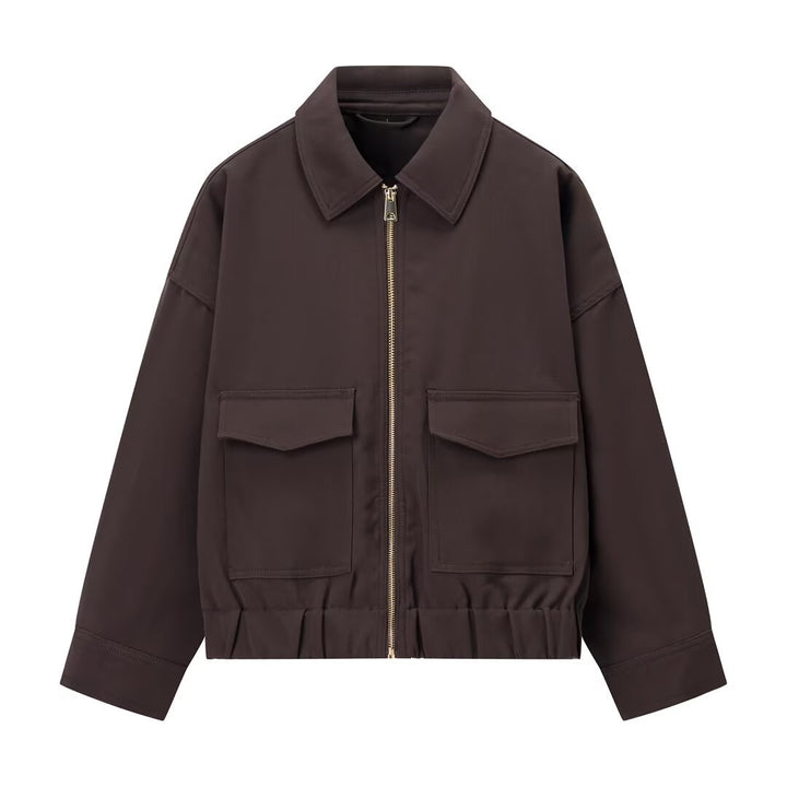 Damen 20+ kaschierende Cropped‑Blousonjacke im Utility‑Look mit aufgesetzten Pattentaschen Echo Archiv
