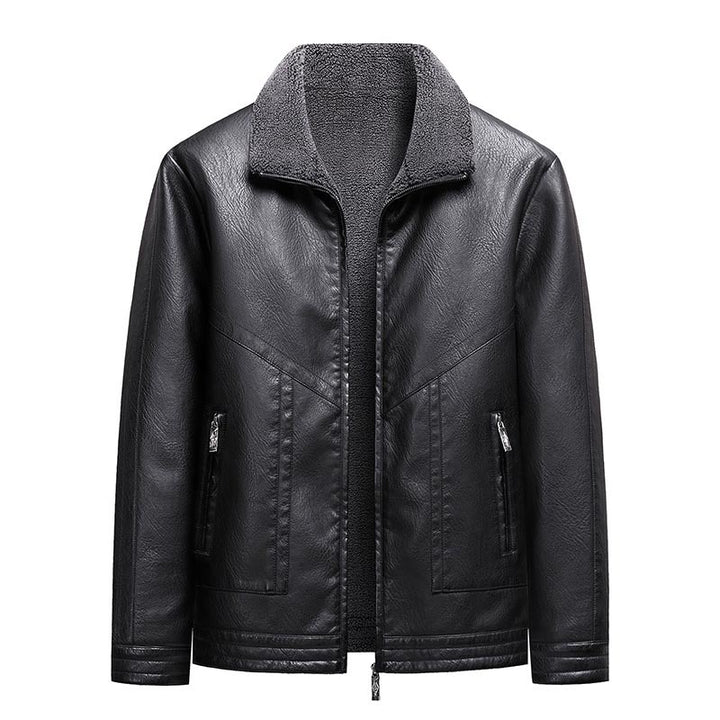 Herren Elegante Kunstlederjacke mit hohem Kragen – Valtoré