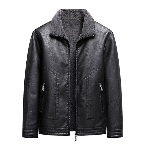 Herren Elegante Kunstlederjacke mit hohem Kragen – Valtoré