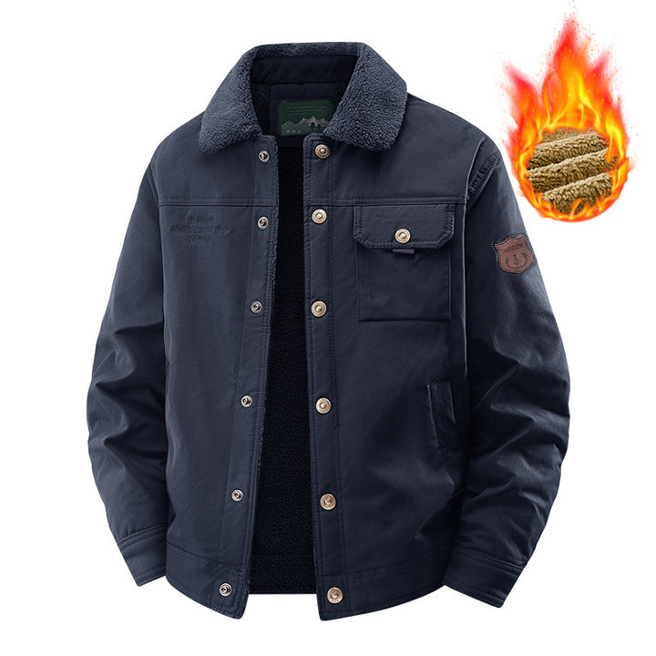 Herren nan gefütterte Canvas-Jacke mit Sherpa-Kragen, wärmendem Teddyfutter und funktionalen Brusttaschen Echo Archiv