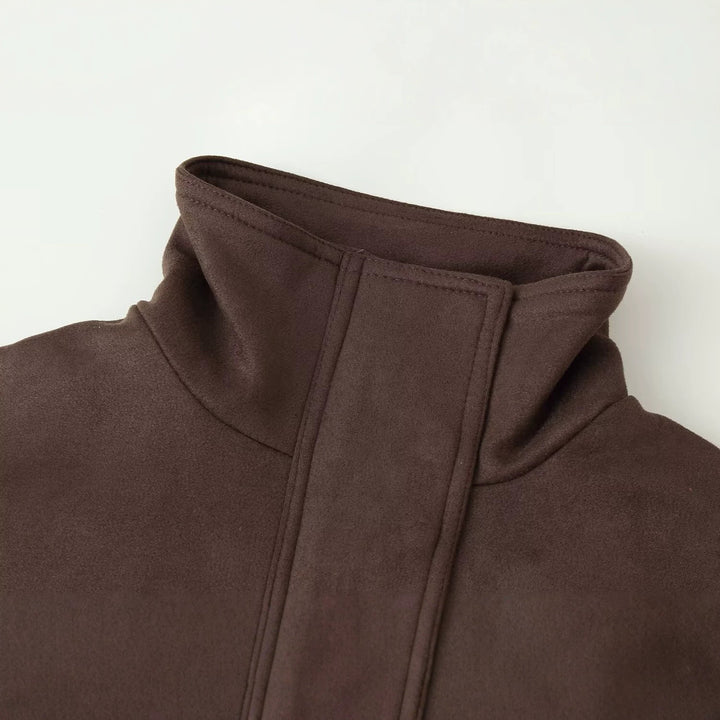 Damen Kurze Boxy‑Jacke mit Funnelkragen und verdeckter Front Echoarchiv