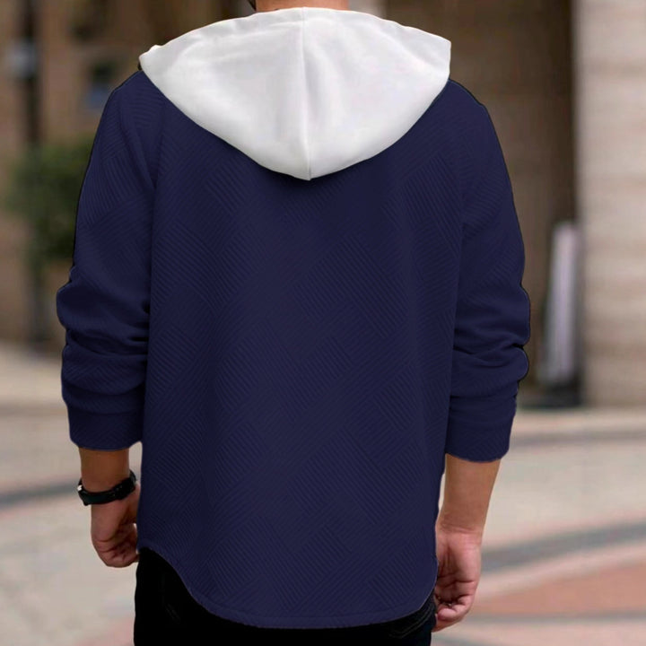 Herren nan strukturierte Overshirtjacke mit gesteppter Diagonalstruktur, Kontrastkapuze und aufgesetzten Brustklappen Echo Archiv