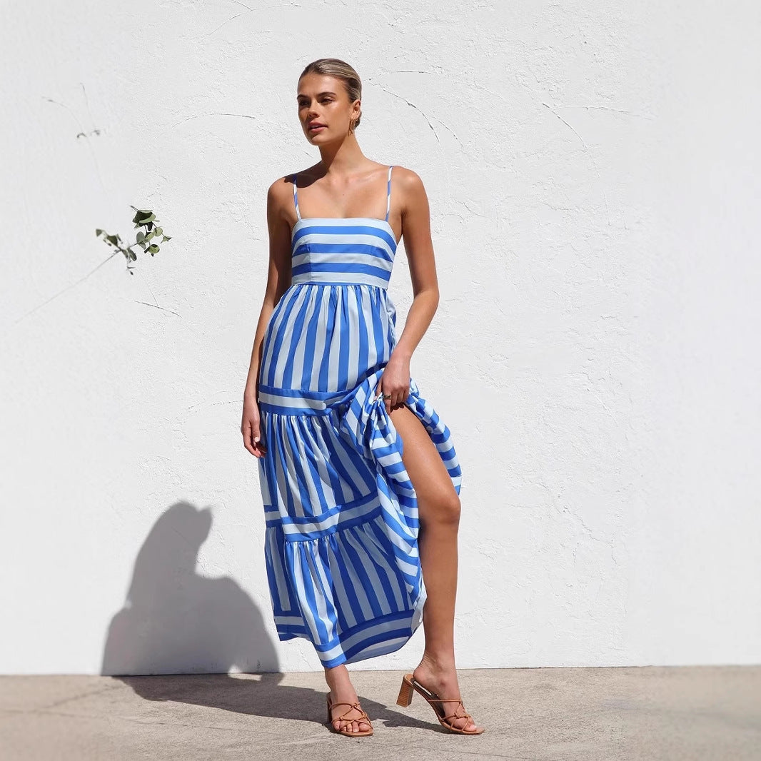 Damen Maxikleid mit Streifenmuster und fließendem Rock Echo Archiv