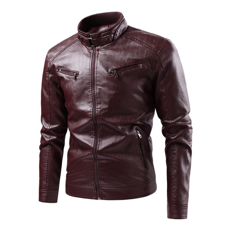 Herren Modische Lederjacke mit Steppdetails Echo Archiv