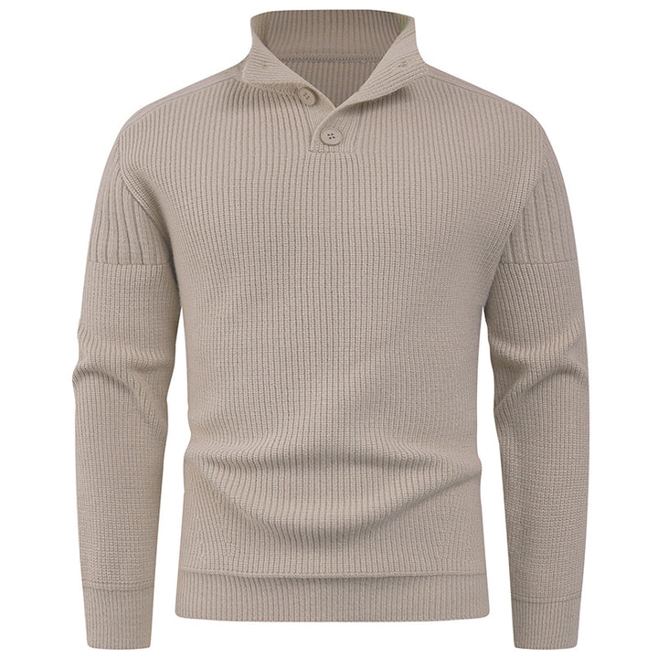 Herren Strickpullover mit hohem Kragen und Knopfdetails Echoarchiv