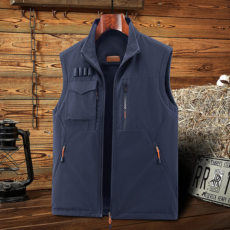 Herren Multifunktionale Outdoor‑Weste mit Fleece‑Futter, Mehrfachtaschen und Patronen‑Schlaufen – Marzano
