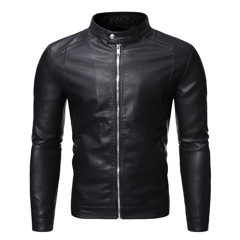 Herren Slim‑Fit Pilotblouson aus weichem Kunstleder mit Druckknopf‑Stehkragen Echo Archiv